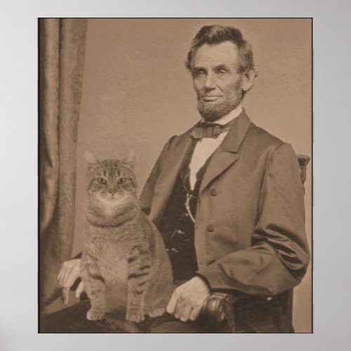 Abraham Lincoln and his cat Gloria Poster