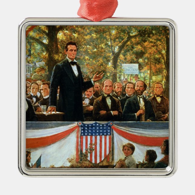Abraham Lincoln and Stephen A. Douglas Metal Ornament (Front)