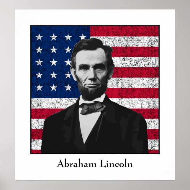 Abraham Lincoln and The American Flag Poster (Front)