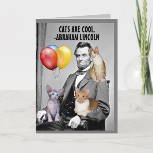 ABRAHAM LINCOLN BIRTHDAY CAT CATS CARDS