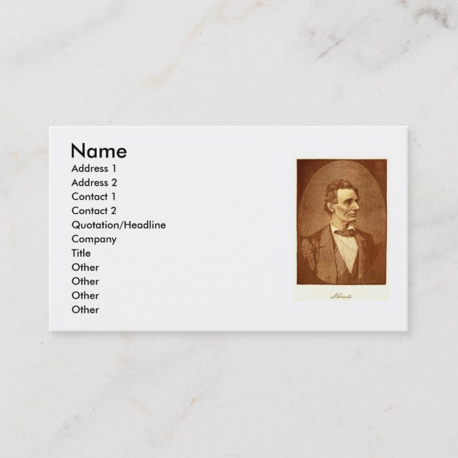 Abraham Lincoln Business Card (Front)