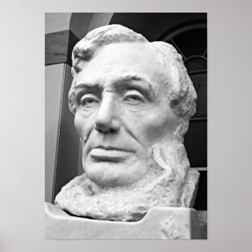 Abraham Lincoln Bust Capitol Building DC BW Photo Poster