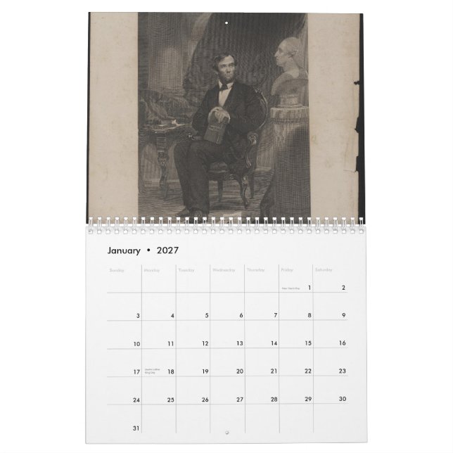 Abraham Lincoln Calendar (Jan 2027)