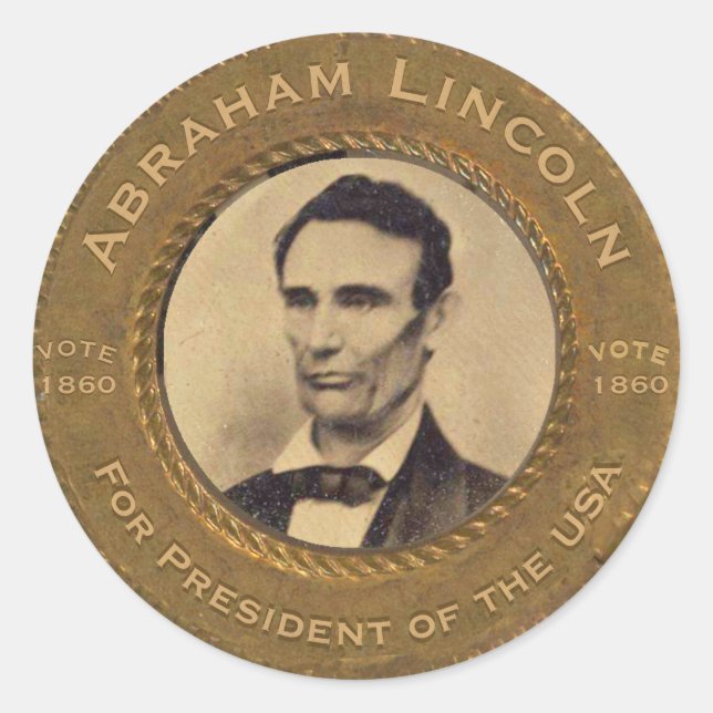 Abraham Lincoln Campaign Button Classic Round Sticker (Front)