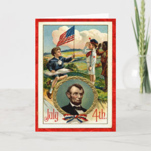Abraham Lincoln Children Vintage 4th of July Card