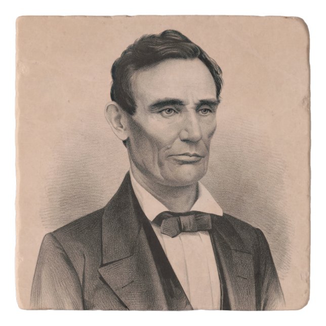 Abraham Lincoln Elected President 1860 Lithograph Trivet (Front)