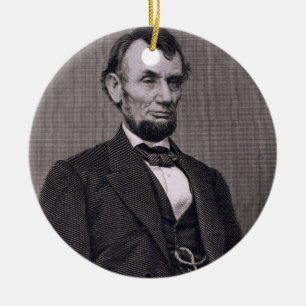 Abraham Lincoln, engraved from a photograph by Wil Ceramic Ornament