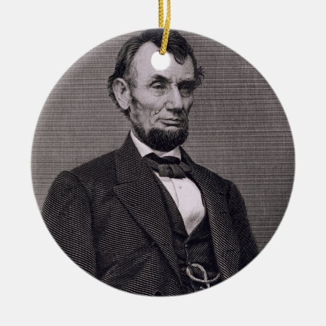 Abraham Lincoln, engraved from a photograph by Wil Ceramic Ornament (Front)