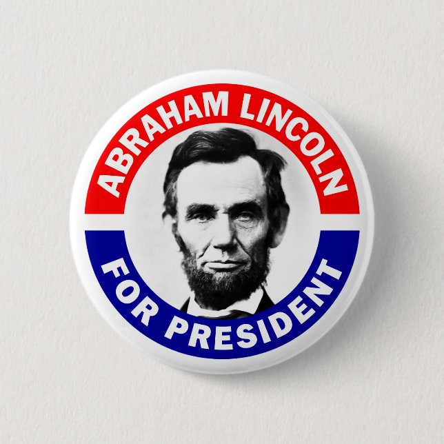 Abraham Lincoln For President Pinback Button (Front)