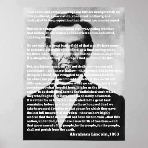 Abraham Lincoln Gettysburg Address Portrait Poster