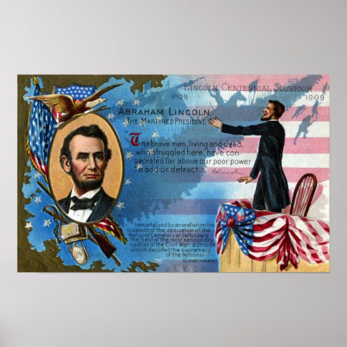 Abraham Lincoln Giving Gettysburg Address Poster