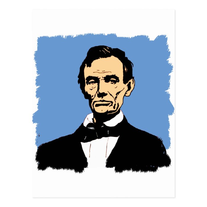 Abraham Lincoln Illustration on Blue Post Card