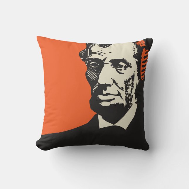 Abraham Lincoln in headphones Throw Pillow (Front)