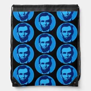 Abraham Lincoln in Pop Art Blue Drawstring Bag