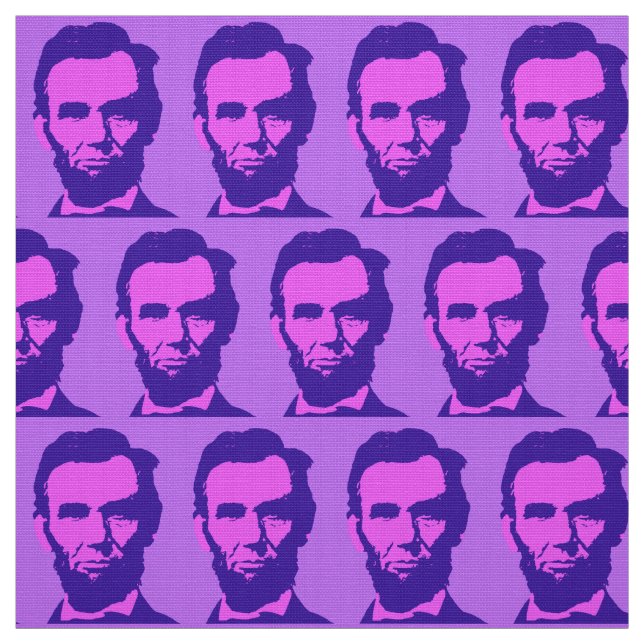 Abraham Lincoln in Pop Art Pink & Purple Fabric (Swatch)