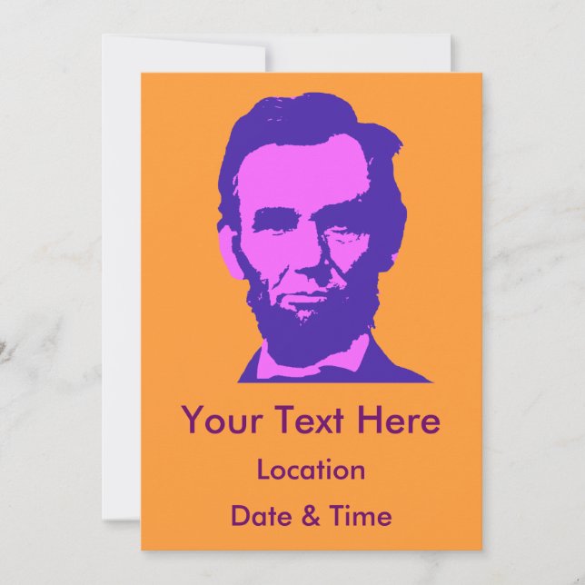 Abraham Lincoln in Pop Art Pink & Purple Invitation (Front)