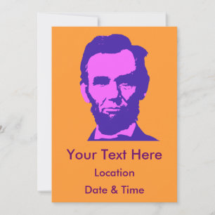 Abraham Lincoln in Pop Art Pink & Purple Invitation