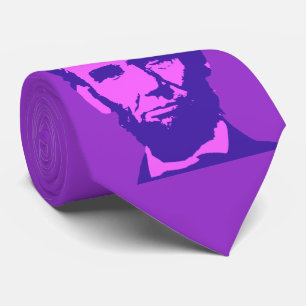 Abraham Lincoln in Pop Art Pink & Purple Neck Tie