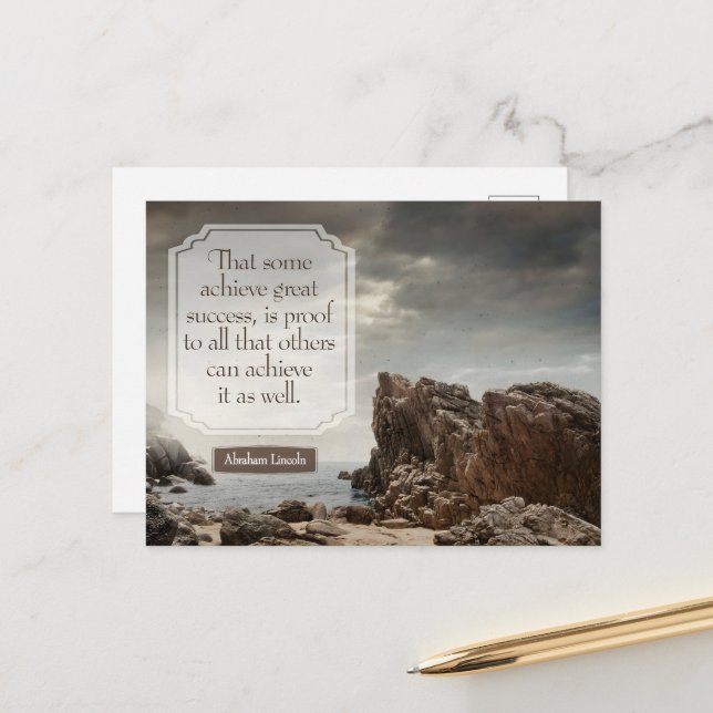Abraham Lincoln Inspirational Quote "Success" Postcard (Front/Back In Situ)