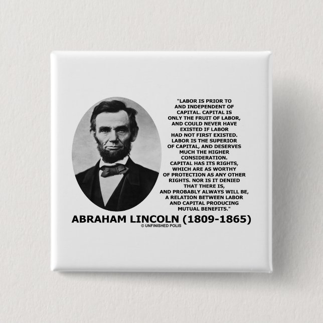 Abraham Lincoln Labor Capital Mutual Benefits Button (Front)