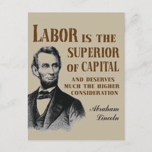 Abraham Lincoln Labor Quote Postcard