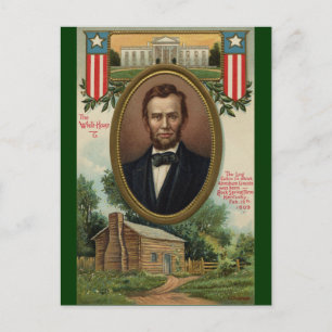 Abraham Lincoln & Log Cabin in Kentucky Postcard
