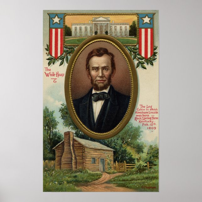 Abraham Lincoln & Log Cabin in Kentucky Poster (Front)