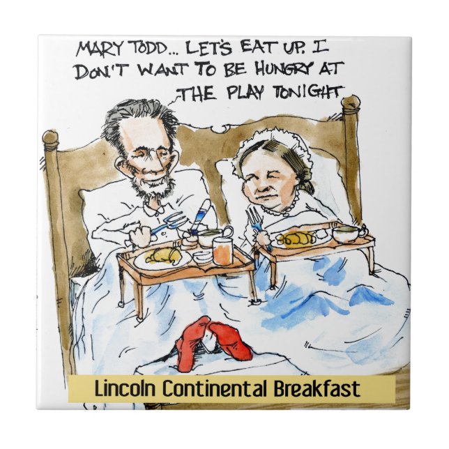 Abraham Lincoln & Mary Todd Breakfast In Bed Ceramic Tile (Front)