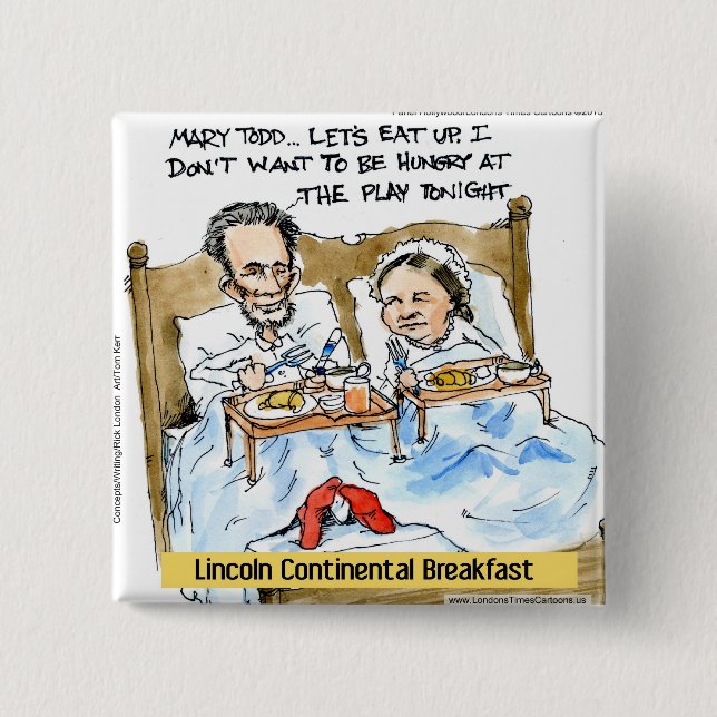 Abraham Lincoln & Mary Todd Breakfast In Bed Pinback Button (Front)