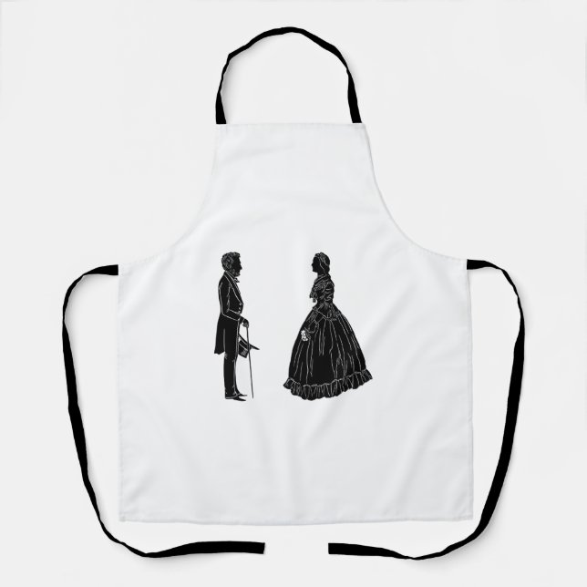 abraham lincoln mary todd lincoln silhouette apron (Front)