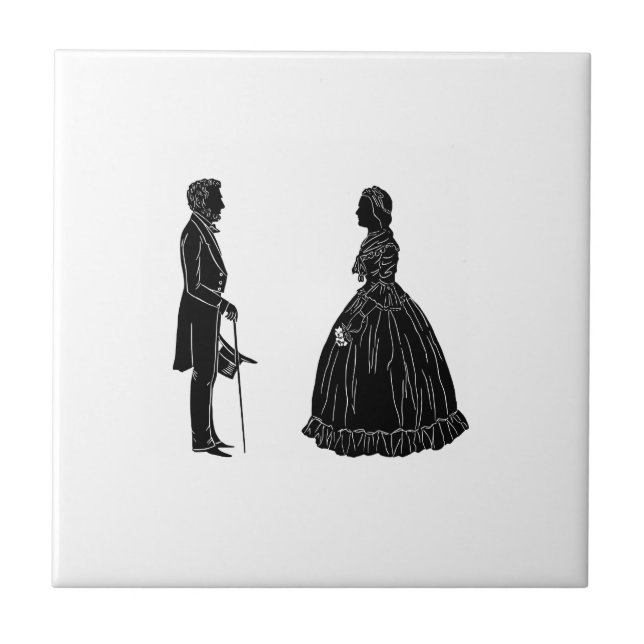 abraham lincoln mary todd lincoln silhouette ballo ceramic tile (Front)