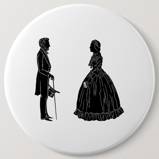 abraham lincoln mary todd lincoln silhouette button (Front)