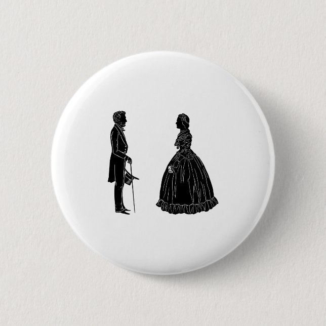 abraham lincoln mary todd lincoln silhouette button (Front)