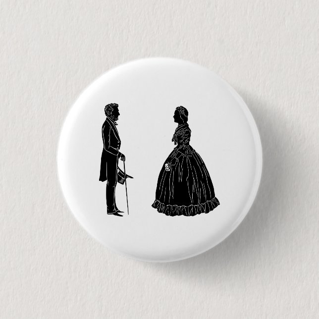 abraham lincoln mary todd lincoln silhouette button (Front)