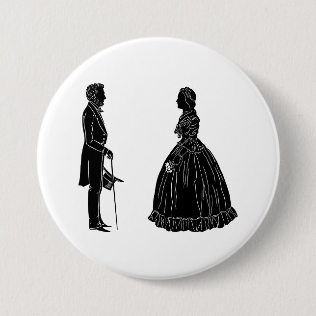 abraham lincoln mary todd lincoln silhouette button (Front)