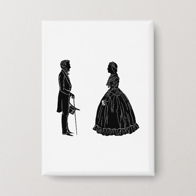 abraham lincoln mary todd lincoln silhouette button (Front)
