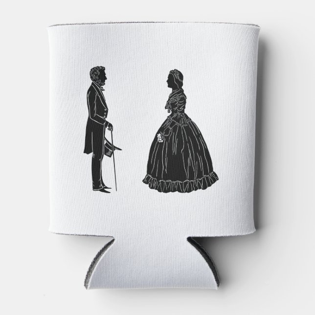 abraham lincoln mary todd lincoln silhouette can cooler (Front)