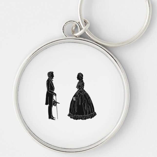 abraham lincoln mary todd lincoln silhouette keychain (Front)