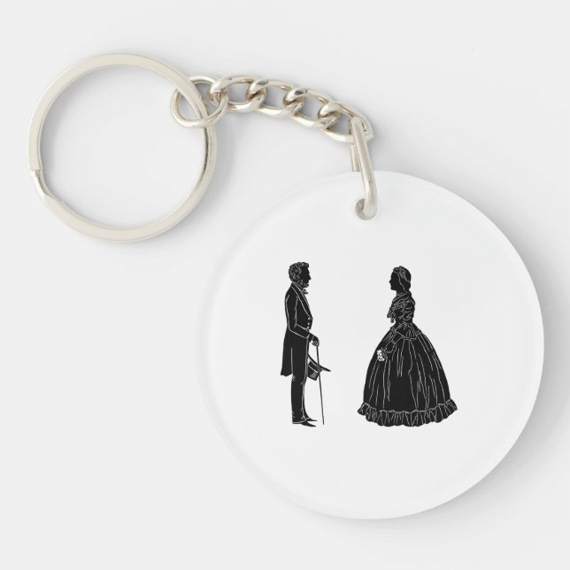 abraham lincoln mary todd lincoln silhouette keychain (Front)