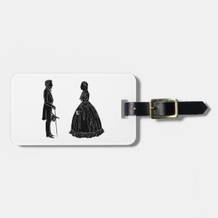abraham lincoln mary todd lincoln silhouette luggage tag