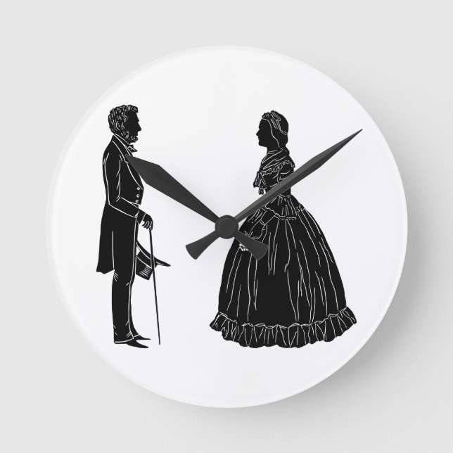 abraham lincoln mary todd lincoln silhouette round clock (Front)