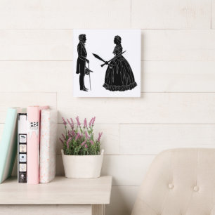 abraham lincoln mary todd lincoln silhouette square wall clock