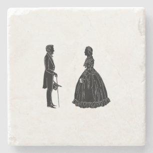 abraham lincoln mary todd lincoln silhouette stone coaster
