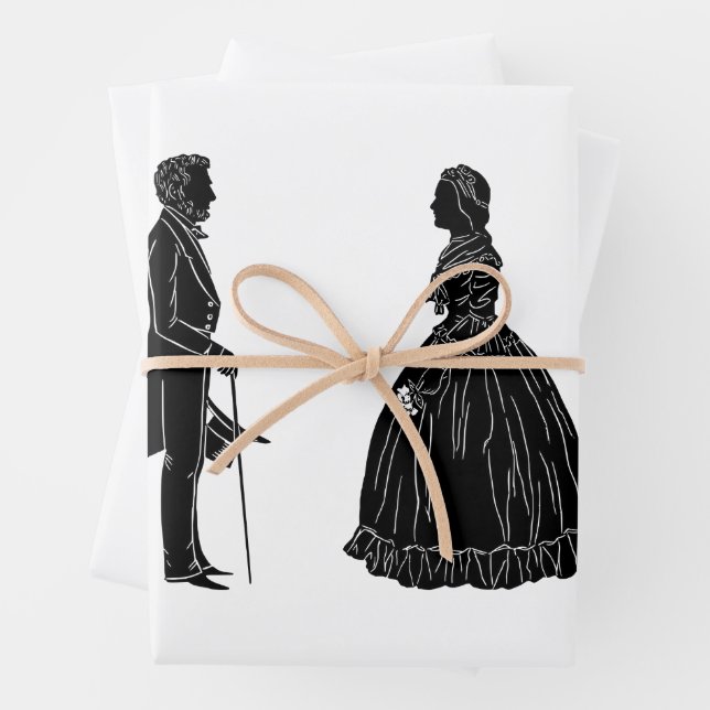 abraham lincoln mary todd lincoln silhouette wrapping paper sheets (In situ)