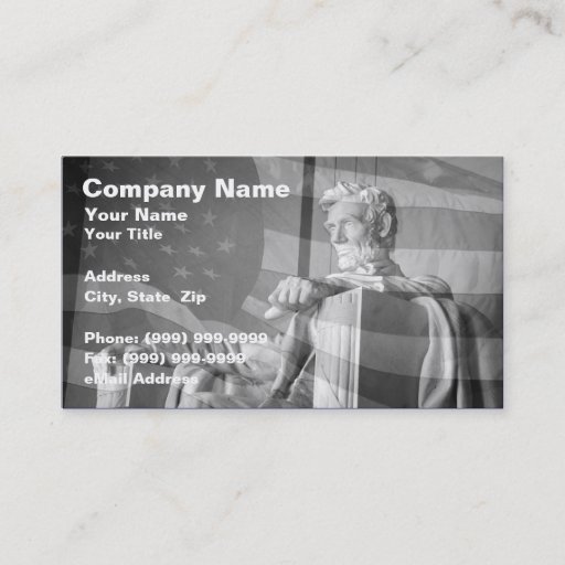 Customizable Abraham Lincoln Memorial and United States Flag Business Cards