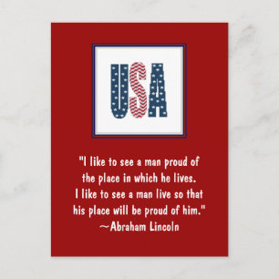 Abraham Lincoln National Pride Quote Postcard