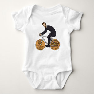 Abraham Lincoln On A Bike With Penny Wheels Baby Bodysuit