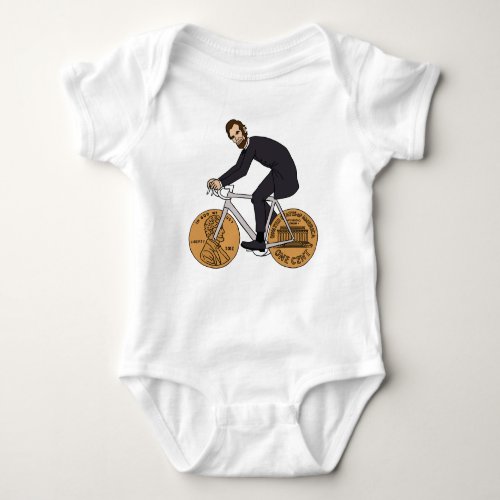 Abraham Lincoln On A Bike With Penny Wheels Baby Bodysuit
