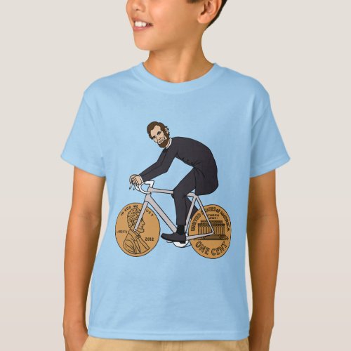 Abraham Lincoln On A Bike With Penny Wheels Bottle T_Shirt