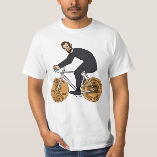 Abraham Lincoln On A Bike With Penny Wheels T_Shirt